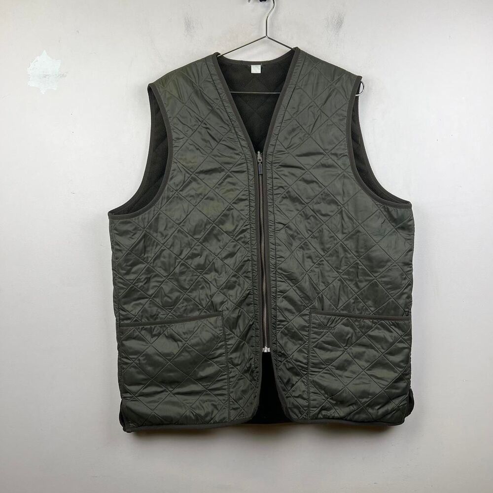 Barbour Vest  Green Polarquilt Zip In Liner Quilted Fleece Size XL